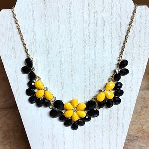 🐾 2 For $16 Black & Golden Yellow Lucite Gemstone Bib Statement Necklace